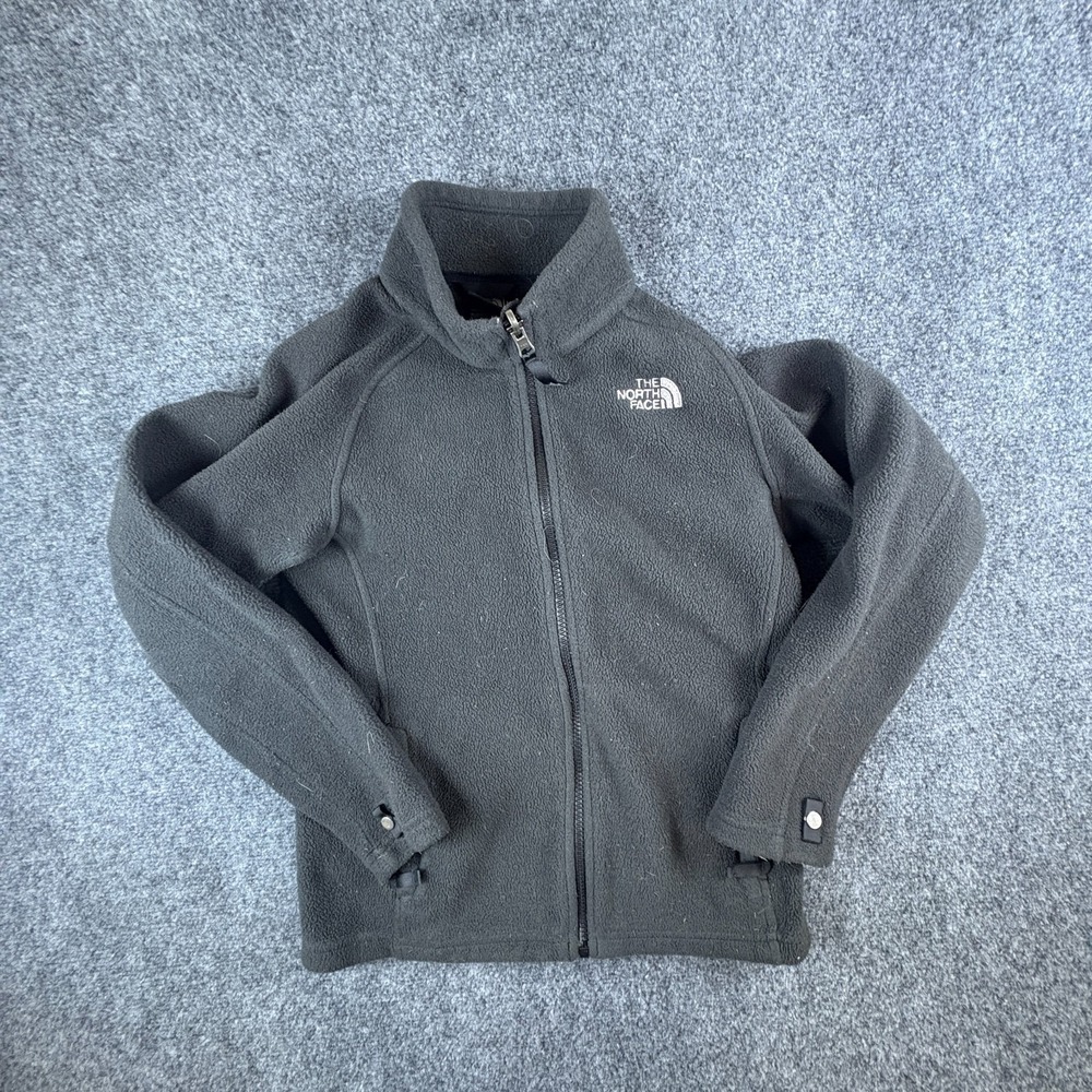 The North Face Fleece Jacket Womens‎ XS Black Logo Mock Neck Raglan Sleeve